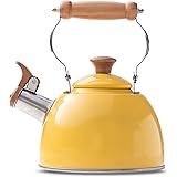ROCKURWOK Whistling Tea Kettle, 1.6 QT / 50 OZ, Yellow Teapot, Universal Base for Induction | Gas | Electric | Halogen | Radi