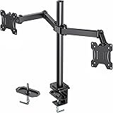 HUANUO Dual Arm Monitor Mount, Full Motion Height Adjustable Desk Riser Stand with C-Clamp Installation for Two 13 to 27 inch