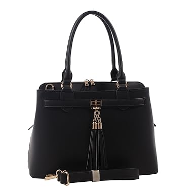 Kayla Ava Women Handle Satchel Handbag, Shoulder Bag Tote Purse (Black)