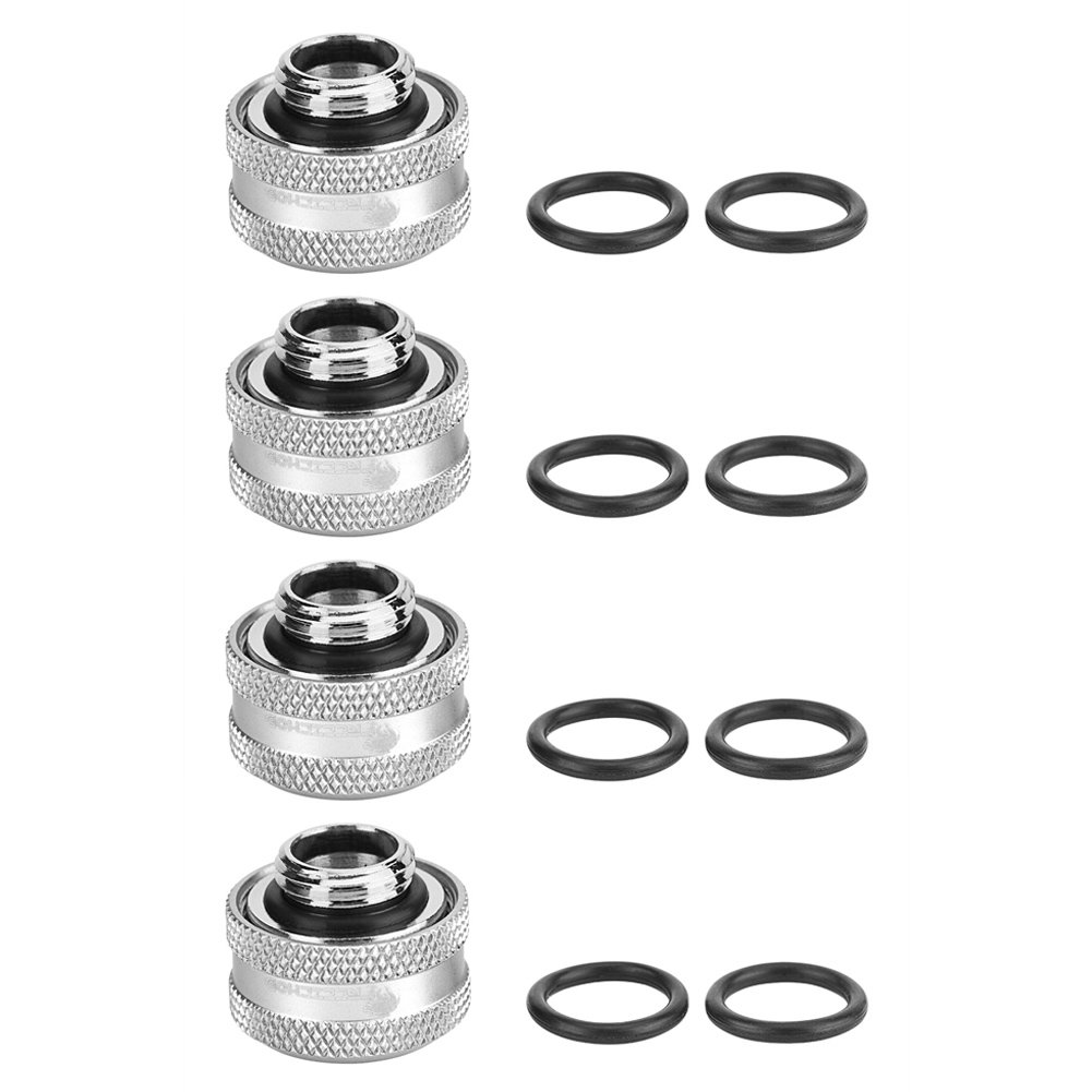 Kafuty 14mm Rigid Acrylic Tube Fitting for Water Cooling System, DIY PC Kits Tools Accessory with Durable Materials, Good Sealing Performance(4pcs Silver)