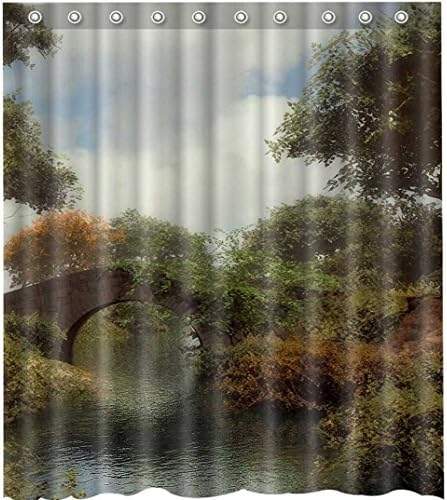 Old Stone BrigeShower Curtain-Waterproof-Machine Washable-69"x 84"