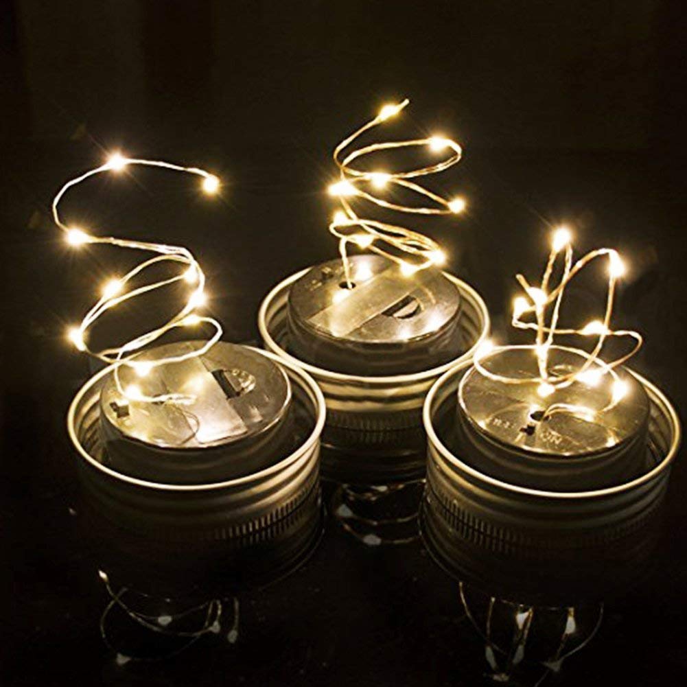 Mason Jar Lights, 3 Pack Solar Mason Jar Lid Insert, LED String Solar Light Jar Lid Insert for Garden Patio Outdoor Party Festivals, Wedding Decoration (Warm White Lights)