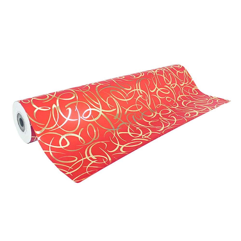 Clairefontaine 211894C - Reel Of Gift Wrapping Paper - Premium Paper 80g - Format : 50x0,70m Design: Arabesques Red/Gold, Geometric Wrapping, Ideal For Wrapping