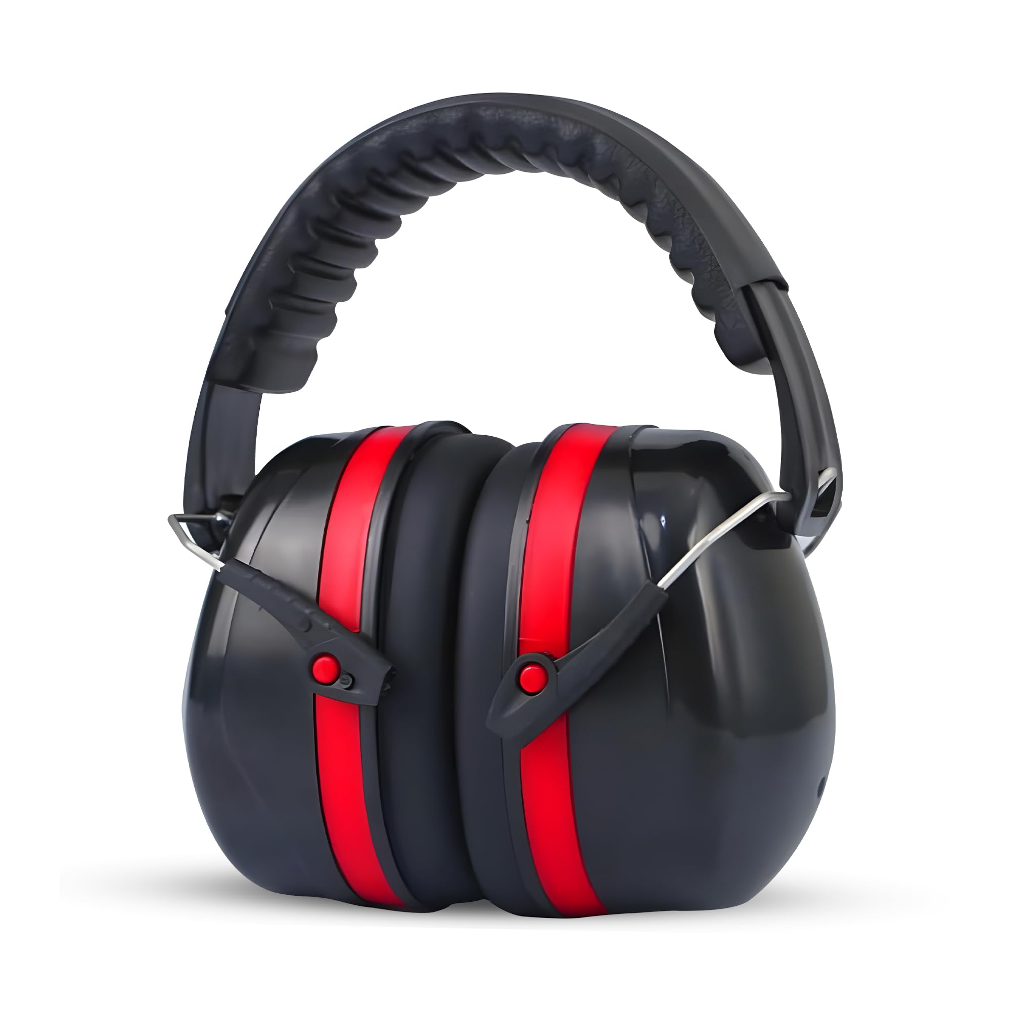 FATASH Noise Cancelling Ear Defenders For Adults | Adjustable Soundproof Headband Safety Earmuffs Up to 36dB Hearing Protection Headphones For Autism, Work, Construction, Shooting - Red