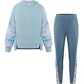 Seanrui Clothes for Girls 10-12 Tie Dye Blue Hoodie Sweatsuit Back to School Outfits Sweapants with Leggings