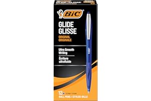 BIC Glide Original Ultra-Smooth and Comfortable Grip Ballpoint Pen, 12-Count in Blue Ink