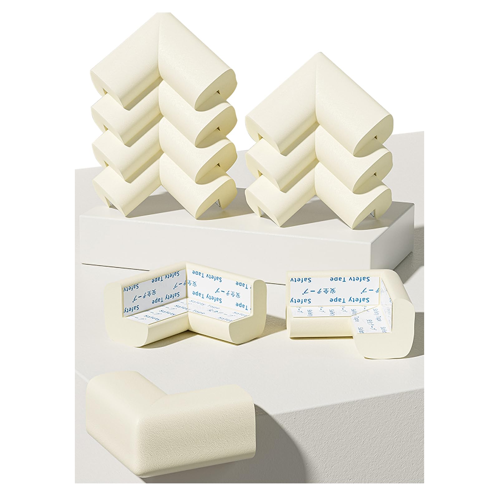 Fozobaiy Baby Corner Protectors,Baby Proofing Foam Edge Guard,Table Protectors For Kids,Suitable For Coffee Table Desk Furniture Fireplace Sharp Corners,10 Corner pads (Beige)