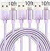 GOLDEN-NOOB 3Pack 10FT Nylon Braided Popular Lightning Cable 8Pin to USB Charging Cable Cord with Aluminum Heads for iPhone 7/7Plus, 6/6s/6 Plus/6s Plus/5/5c/5s/SE,iPad iPod Nano iPod Touch(purple)