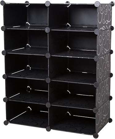 neu.holz] 10-Fächer Garderobe Regalsystem (90 x 73 x 37cm) (schwarz) PP
