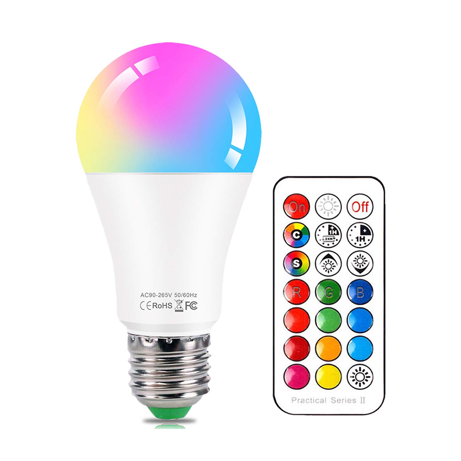 E27 Colour Changing Light Bulb 10W RGBW LED Light Bulbs Mood Lighting with 21key Remote Control,Dual Memory Function,12 Color Choices for Home, Party, Bar, Disco KTV, Stage Effect Lights