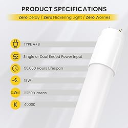 Paby 25 Pack 4FT T8 LED Type A+B Tube