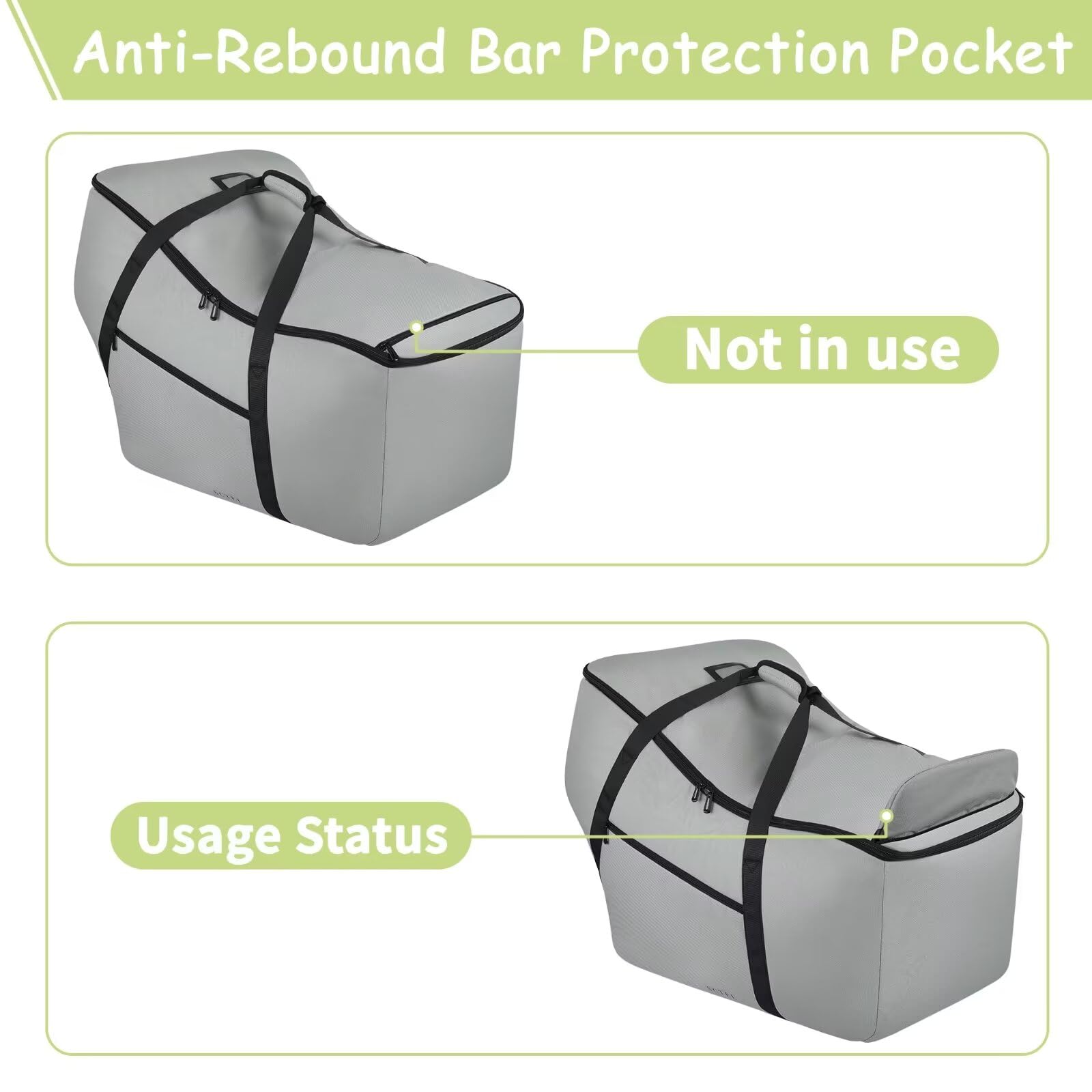 Infant Car Seat Travel Bag - Fits Infant Car Seats with Anti-Rebound Bar Base, Car Seat Airplane Bag for Chicco/Graco/Nuna/Cosco/Britax/Uppababy Baby Car Seat, Water Dirt Tear Resistant, Grey Upgrade