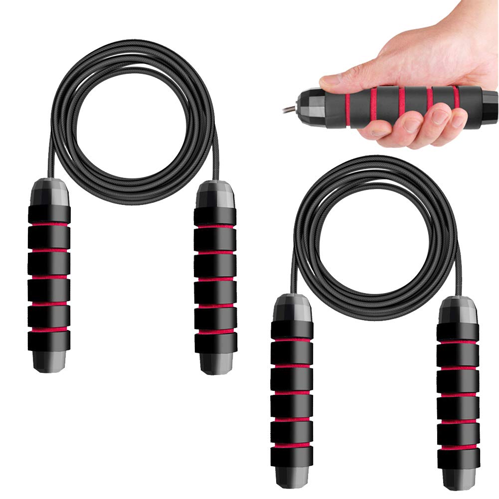 LaMure 2 Pack Foam Handles Fitness Skipping Rope Adjustable Jump Rope for Adult Women Men and Kids Fitness Workouts Fat Burning Exercises