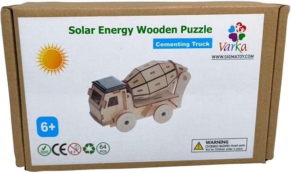 The Tag Kart Solar Energy Wooden Puzzle-Cementing Truck,BSCHN358