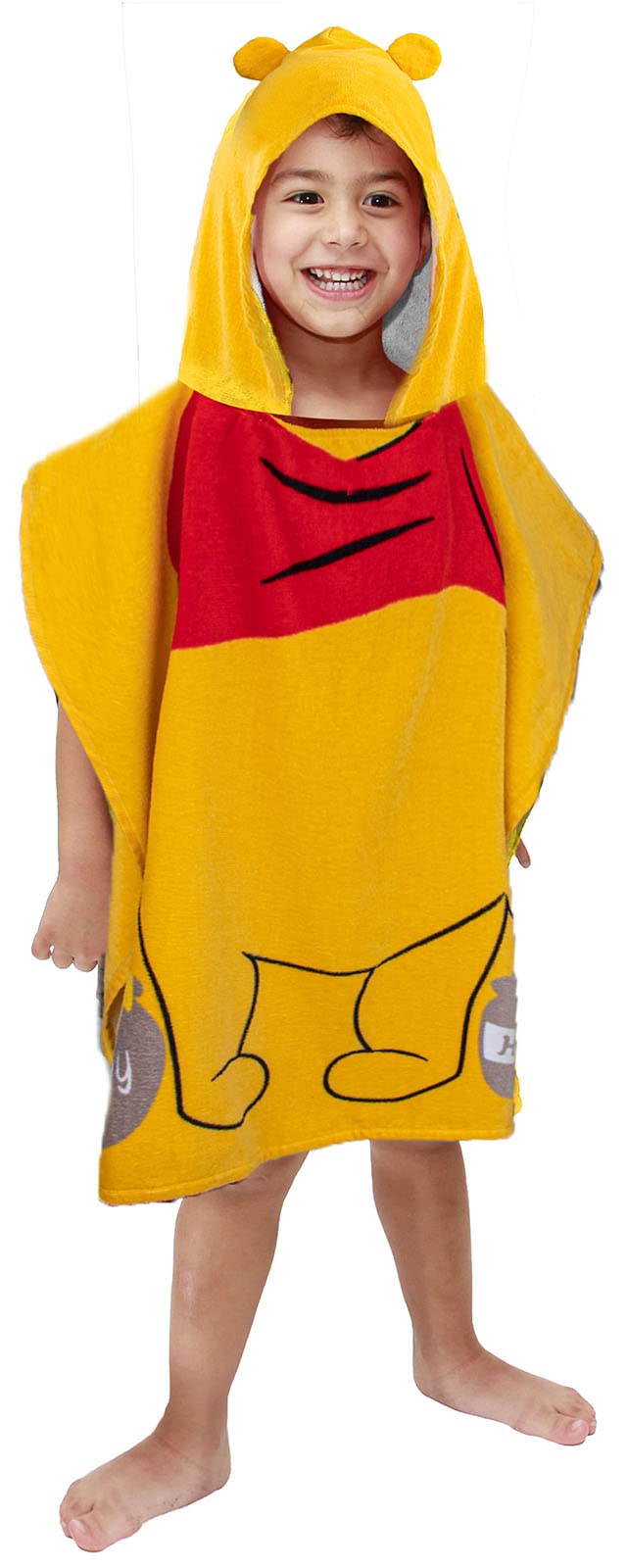 Jay Franco Disney Winnie The Pooh Hooded Poncho Bath Towel 56cm x 56cm 100% Cotton Kids Changing Robe
