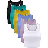 6 Pieces Basic Sleeveless Racerback Sports Crop Tank Tops for Women Girls Daily Wearing