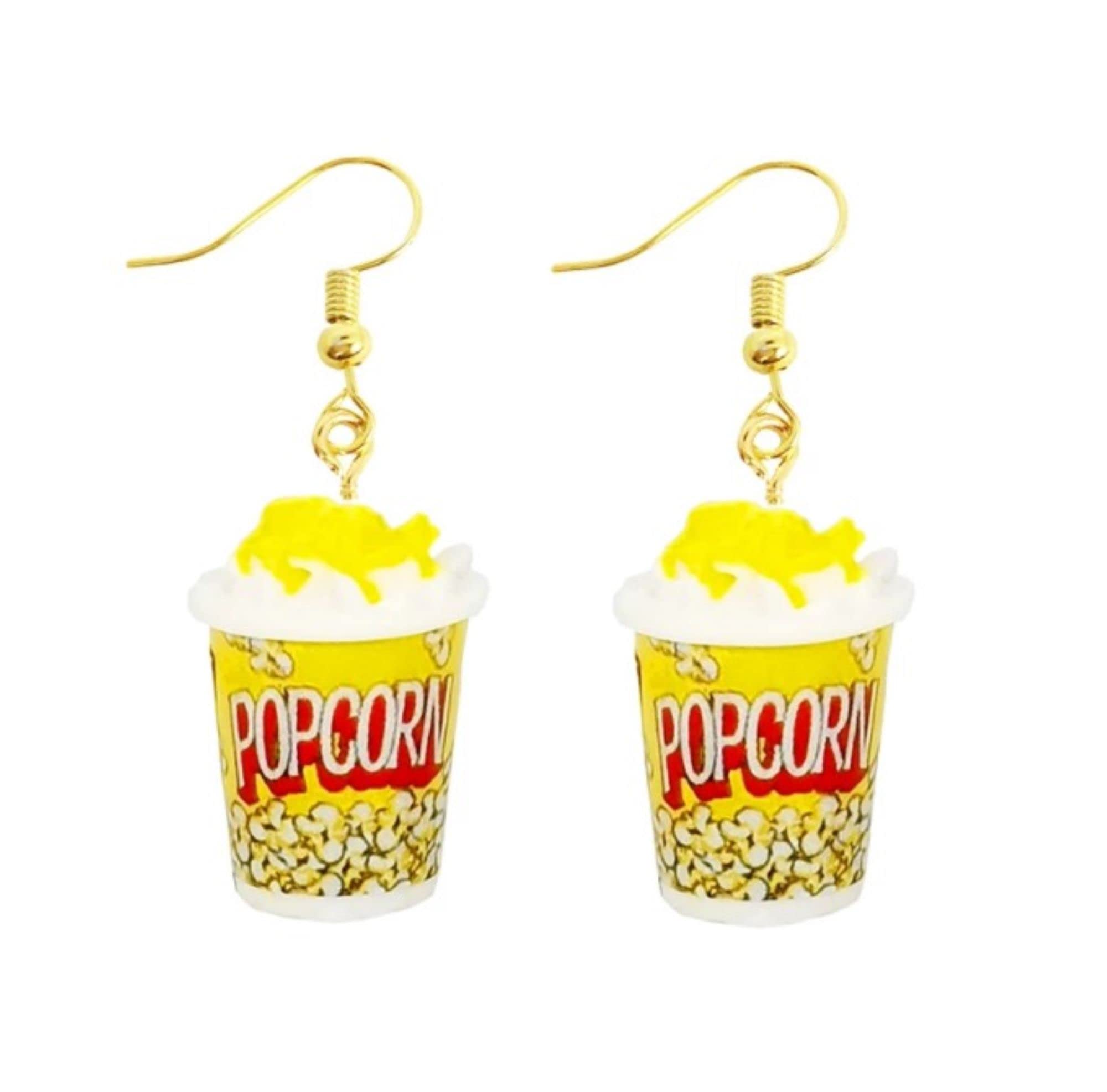 Fun Popcorn Earrings Gift, Funny Cute Dangle Style for Her, Novelty Jewellery in a Gift Bag