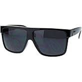 JuicyOrange KUSH Men's Sunglasses Flat Top Square Frame Black Dark Lens, 5 5/8" (143 mm) W x 2" (51 mm) H