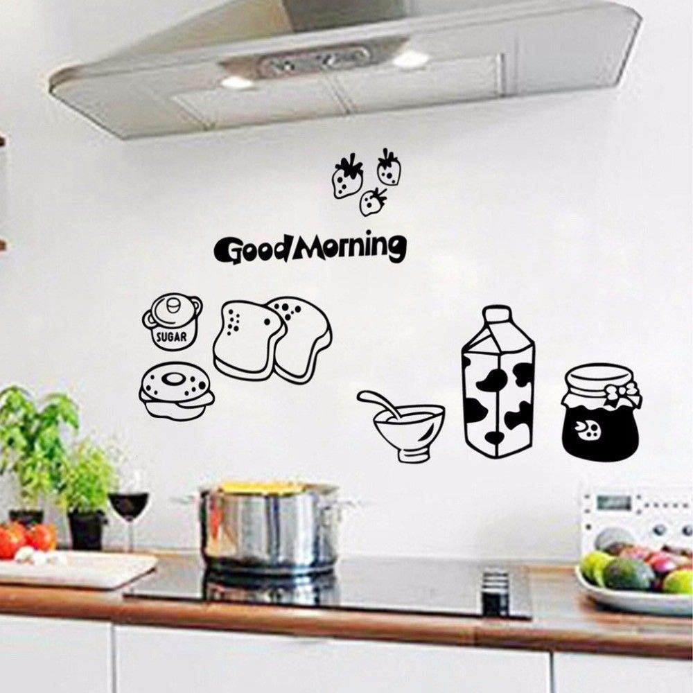 pegatinas de pared 3d Buenos días Desayuno Comedor Y Cocina Nevera ...