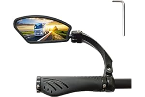 RYANGO Bike Mirror, Adjustable Bike Mirrors Handlebar Rearview Mirror, Stainless Steel Flat Bike Rear View Mirrors, Bike Mirror Handlebar Mount, Bicycle Mirror for Handlebars (SS Left)