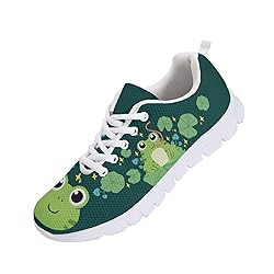 Wanyint Green Frog Print Women Sneakers Animal