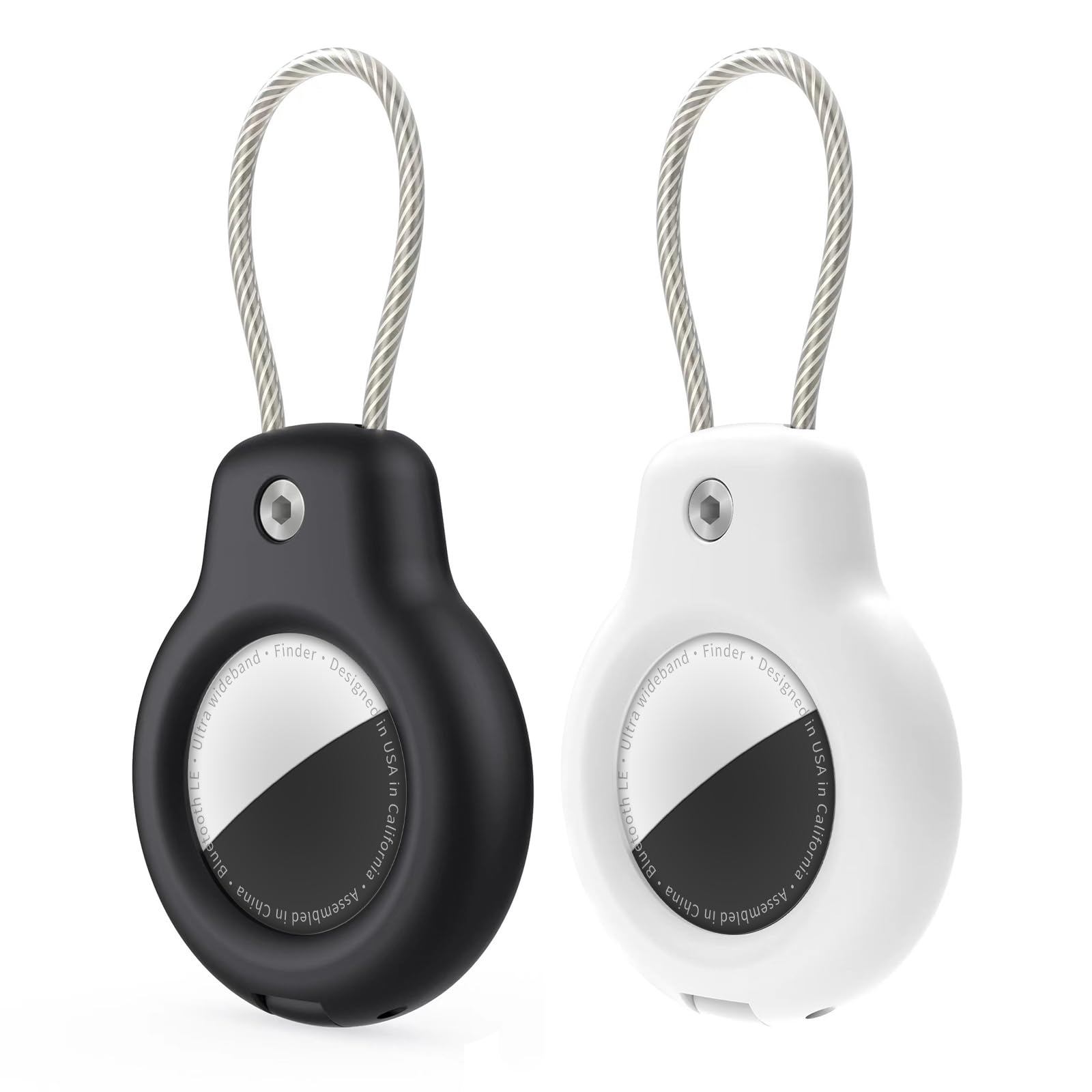 SPGUARD Compatible with Apple AirTag Secure Holder With Wire Cable,Air Tag Lock Case Keychain Key Ring Key Chain Luggage tag For Keys, Luggage & More(Air Tag 1st/2nd Generation)