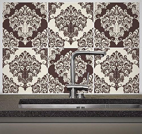 Amazon Com Tiles Stickers Decals Packs With 24 Tiles 5 9 X 5 9 Inches Sticker For Tiles Kitchen Backsplash Wall Decor Victorian Damask Pattern Design Home Kitchen