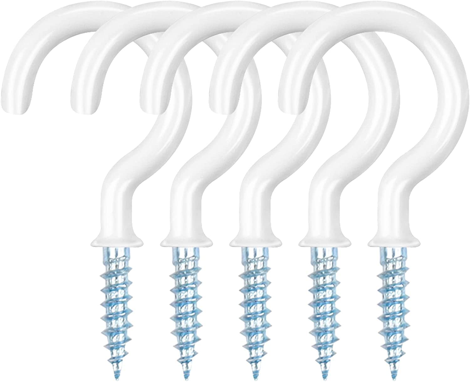 Merriway BH07590 60 Pcs Assorted Cup Hooks White Plastic Coated