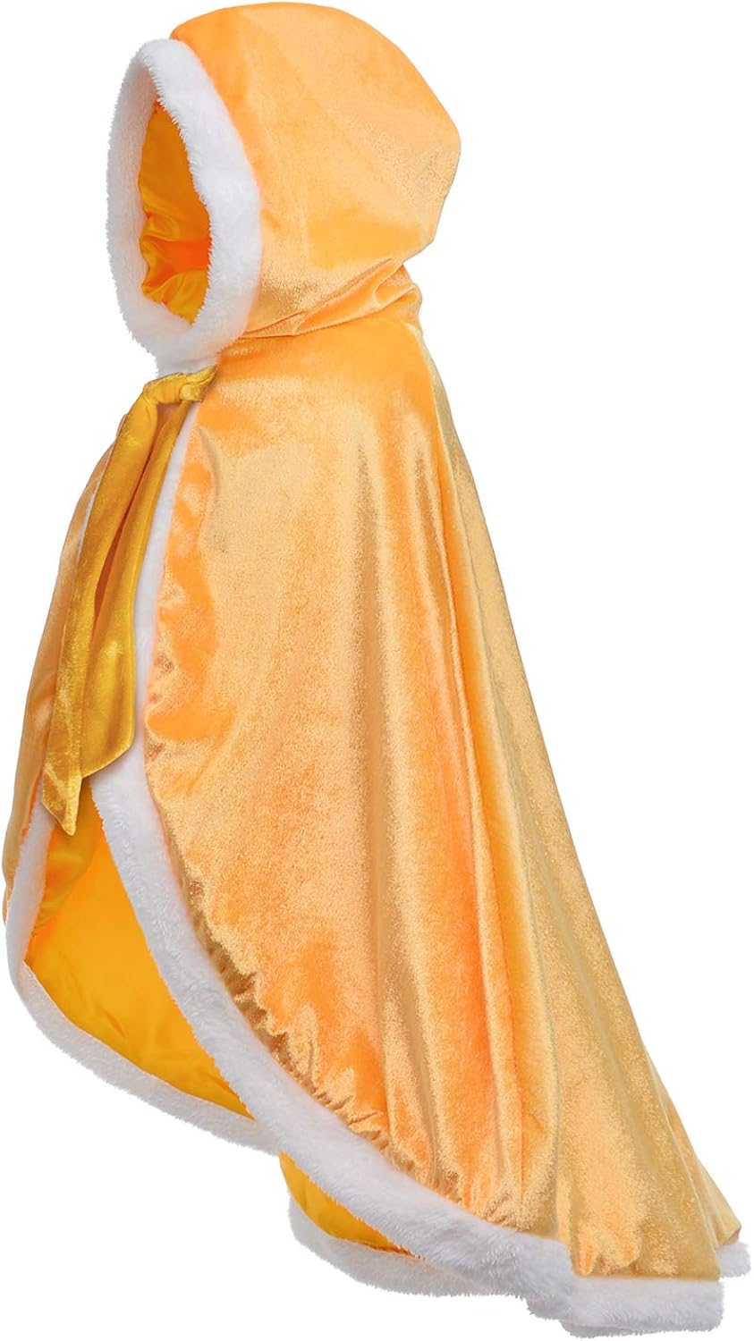 Party Chili Fur Princess Hooded Cape Cloaks Costume for Girls Dress Up 2-12 Years