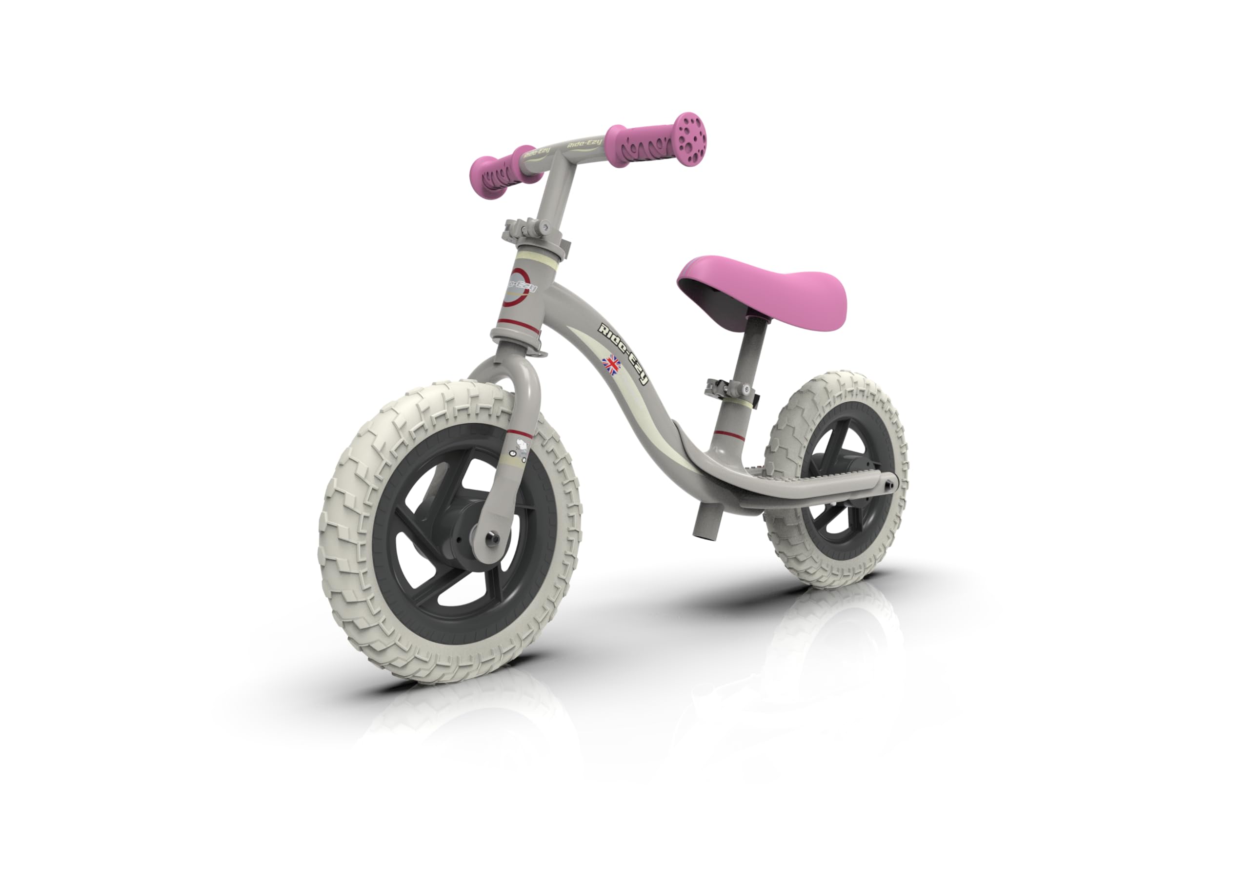 Ride-ezy Go Balance Bike - Pink/Silver | 2.75kg Lightweight 10" Wheel Trainer for Kids | Learn Balance & Steering | Integral Footrest | Adjustable Handlebar | Puncture-Proof Wheels