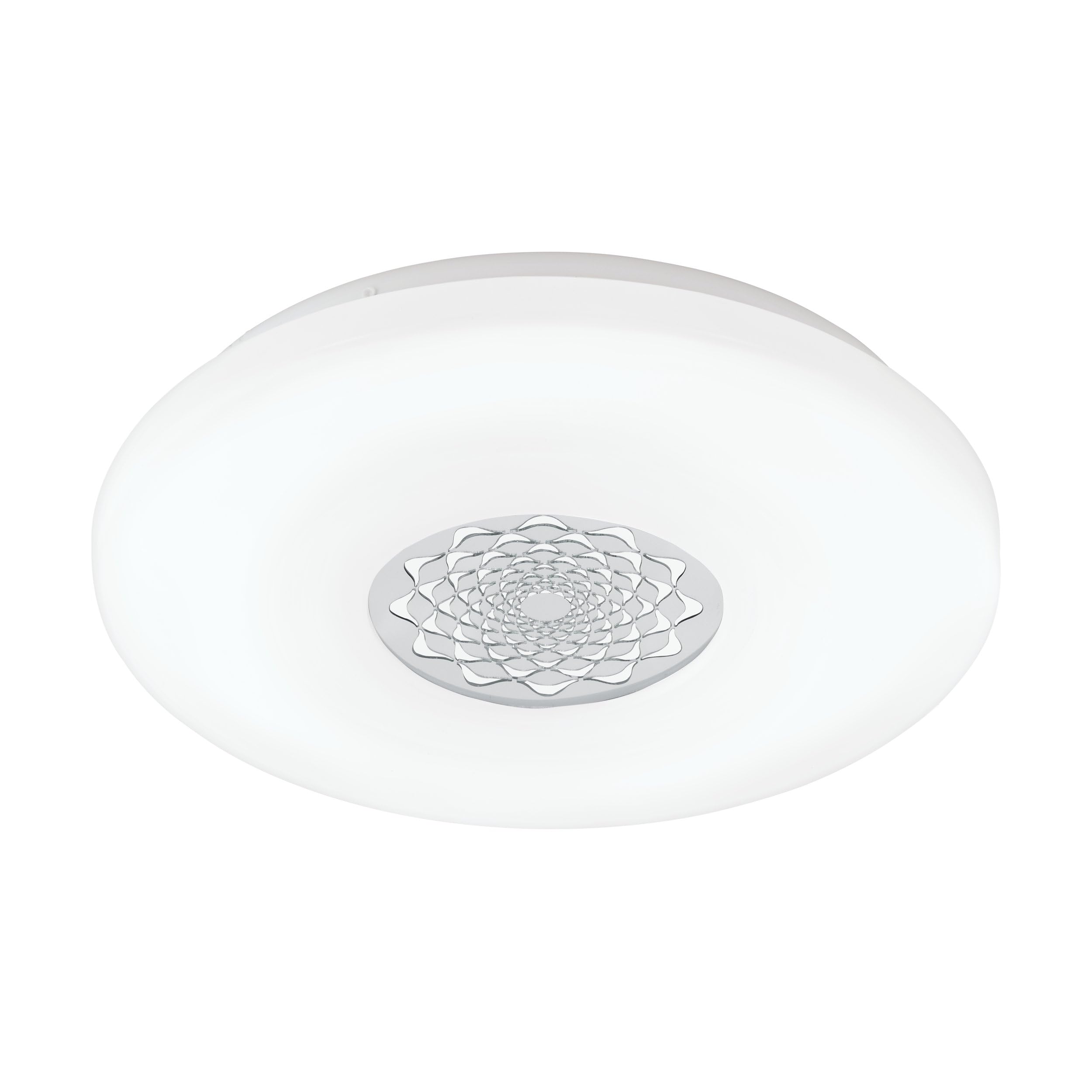EGLO Capasso 1 LED Ceiling Light, 1-Bulb Ceiling Light, Wall Lamp with Pattern, Material: Steel and Plastic, Colour: Chrome, White, Diameter: 40 cm