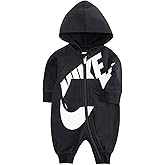 Nike Baby Boy All Day Play Hooded Coverall Romper (Black(56B954-023)/White, 18 Months)