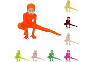 Boys Girl Halloween Full Jumpsuit Open Face Spandex Orange Body Suit Kids Stretch Unitard Cute Festival Party Bodysuit Outfit