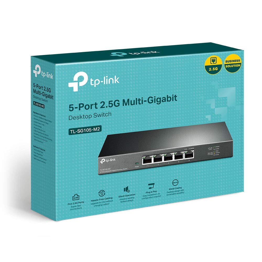 TP-Link TL-SG105-M2 5× 2.5-Gigabit ports Ethernet LAN Switch(Plug-and-Play,Metallgehäuse, QoS, IGMP-Snooping, Ideal für 2.5G NAS, Server, Gaming-Computer, WiFi 6 AP, 4K-Video) schwarz 8