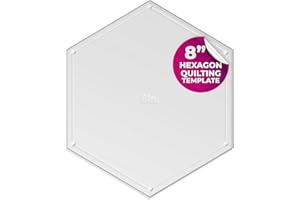 LaserThing Hexagon Quilting Template Set - 8" with 1/4" Seam Allowance - Durable Acrylic Templates for Quilting, Patchwork, Crafting, & Sewing Projects - Clear Templates for Accurate Designing