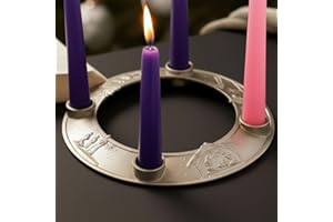 Shellwei Metal Nativity Scene Advent Wreath Candle Holder 8 Inch Advent Metal Candleholder Ring Wreath Nativity Scene Candle Holder for Xmas Centerpiece Decor Church (7/8inch Candles Not Included)