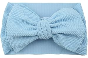 Koolgil Baby Girl's 8'' Soft Big Bow knot Nylon Headband Toddler Hairband for Photography Travel Party Festivals (Blue)