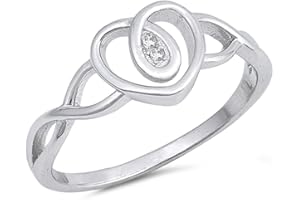 CloseoutWarehouse Cubic Zirconia Swirl Heart Ring Sterling Silver