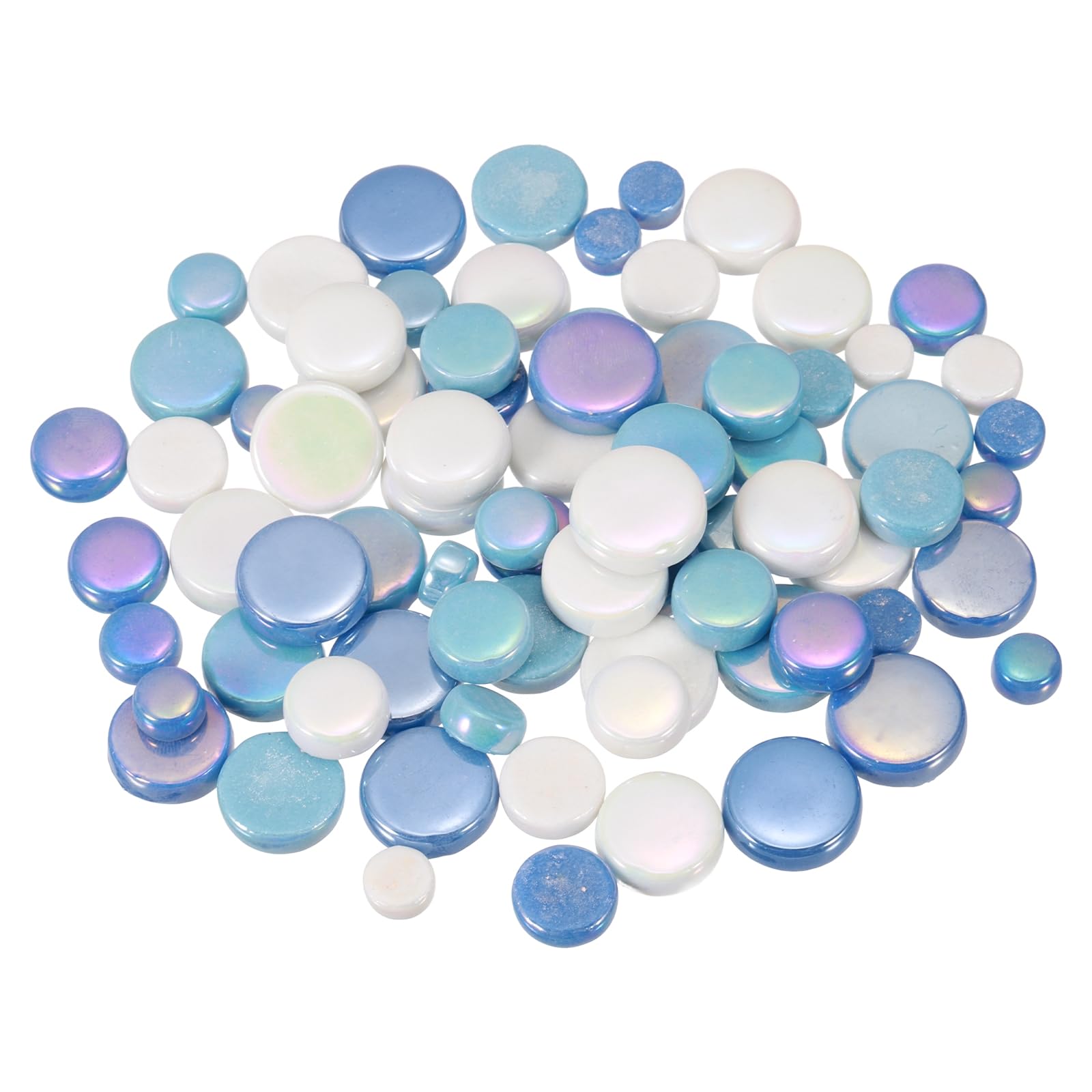 Photo 1 of MECCANIXITY 100g Round Mosaic Tiles for Crafts, Multi-Size Iridescent Mosaic Glass Bulk for DIY Art, Home Decoration, Vases, Mugs, Flower Pots (Mixed Blue)