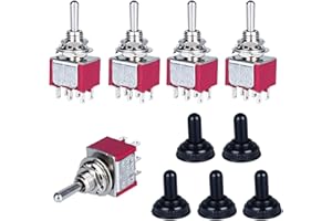 DMWD 5pcs Mini Momentary Toggle Switch 6 Pins 3 Positions DPDT (On)-Off-(On) Miniature Toggle Switch AC 5A/125V with Waterpro