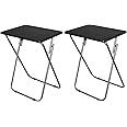 eHemco Folding TV Tray Tables for Eating, Portable Dinner Table for Small Space, Couch, Living Room, 19" X 15" X 26" Inches, Black, Set of 2
