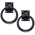 trust4care 3-3/4" Matte Black Rotatable Sliding Barn Door Handles Horseshoe Gate Handle, Zinc Vintage Garage Door Handles Pull, Bifold Shed Door Hardware Faux Front Door Knockers, 2-Pack