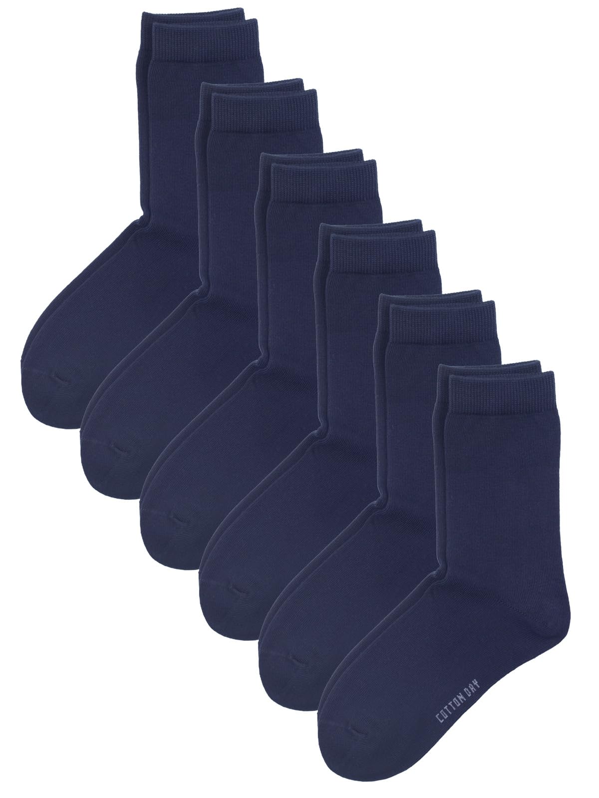 Photo 1 of COTTON DAY Unisex Little Kids Youth Boys Girls Soft Cotton Crew Dress Socks Seamless Toe 6 Pack 6-8 years Plain Navy M (8)
