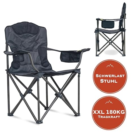 XXL Campingstuhl mit bis zu 180 KG Tragkraft | EXTREMER Komfort Dank zusätzlicher Polsterungen | XXL Schwerlaststuhl Extra Ro