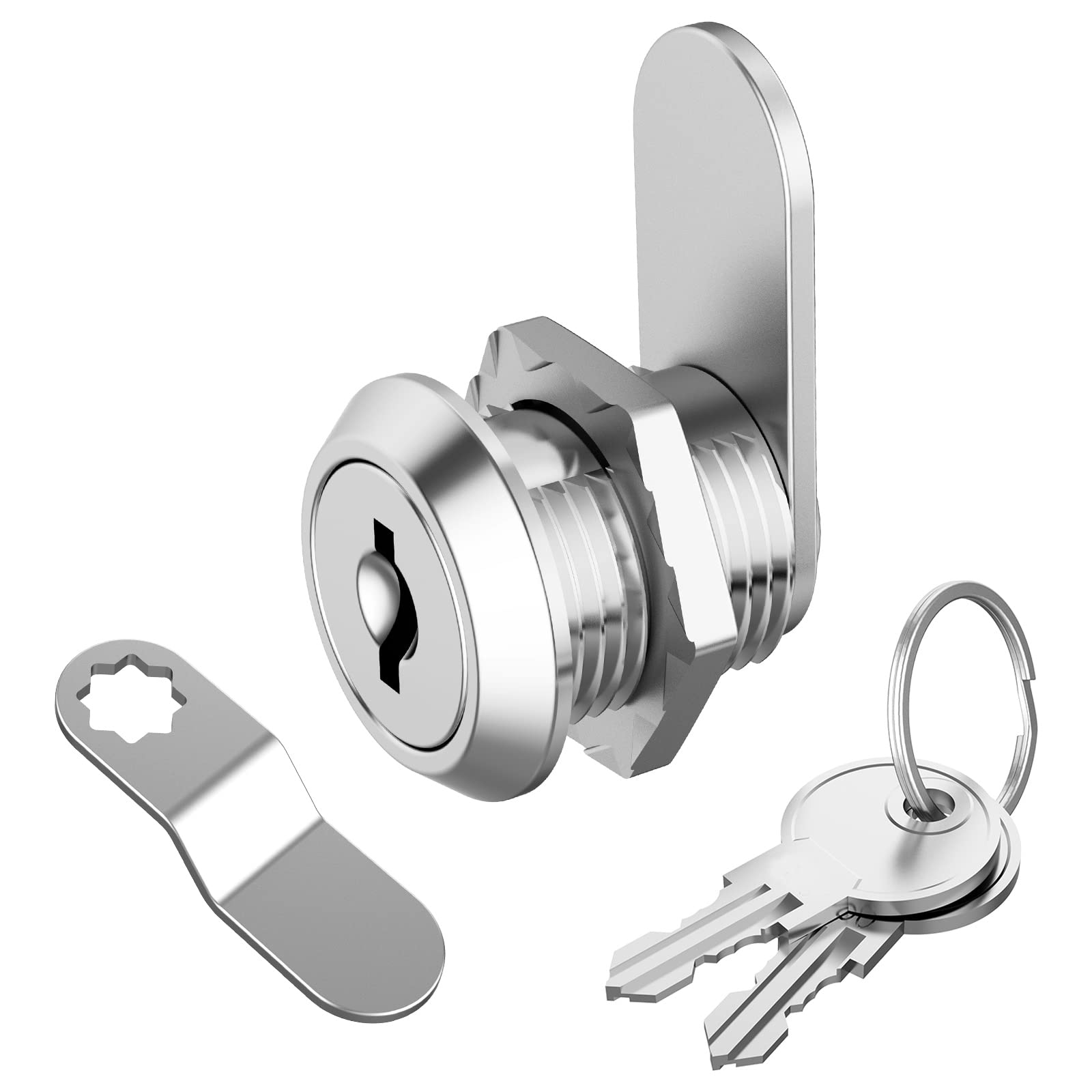 1 Pack Cabinet Lock with Key, 5/8" File Cabinet Lock Cam Lock Keyed Alike, Rv Locks for Storage Door Secure Files Drawers Toolbox Mailbox RV Door, Zinc Alloy