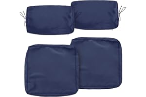 HYuMCCyhT Outdoor Cushion Covers Replacement Patio Cushion Covers for Outdoor Sectional Sofa for Wicker Rattan Patio Furniture Conversation Set with Zipper Fit (4, 25.6" Blue)