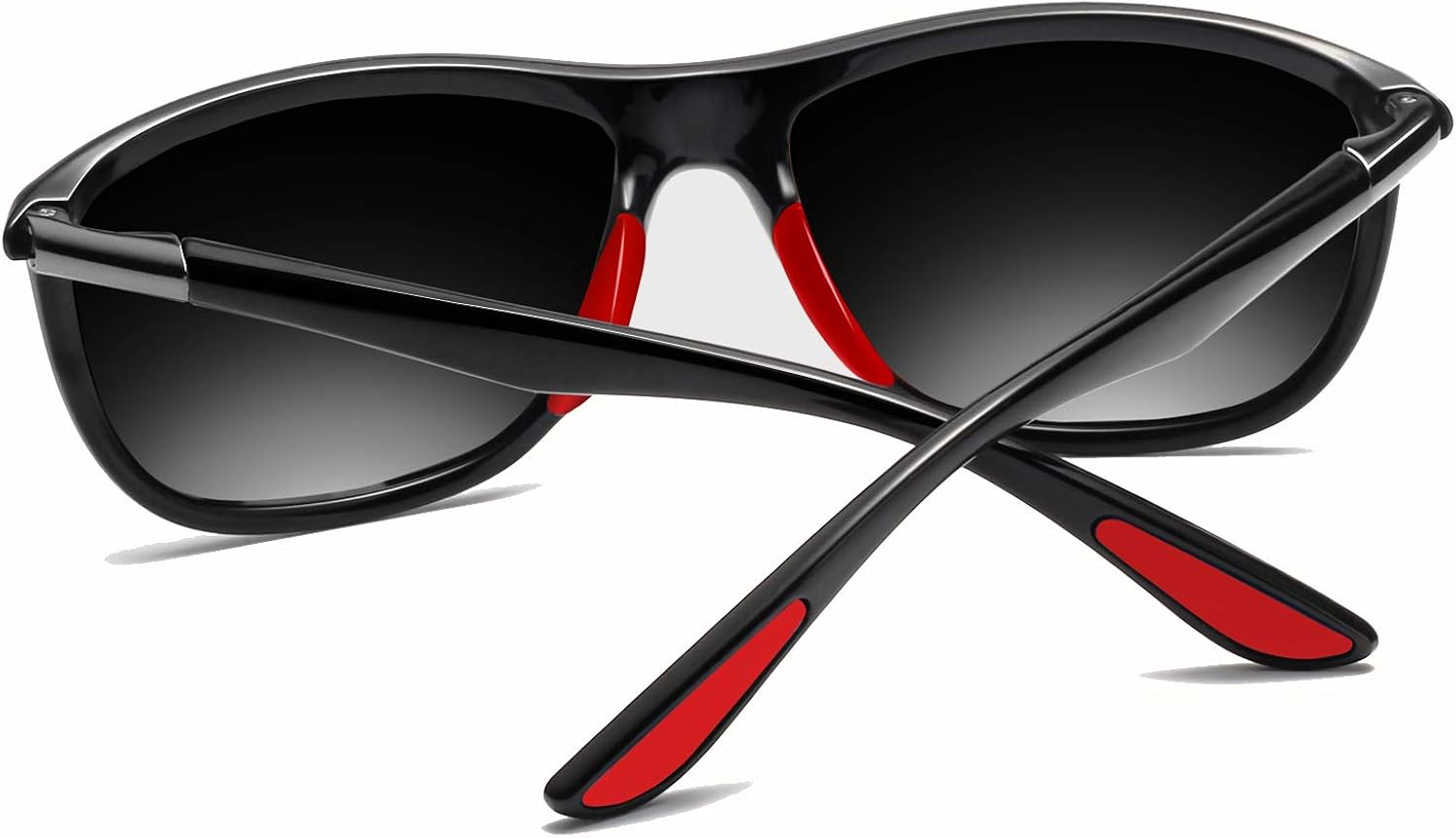 KANASTAL Sports Sunglasses Mens Black Polarised Women Red Temples Rectangular Wrap Around Sun Glasses Running Driving Cycling Golf UV400 Protection - Image 4