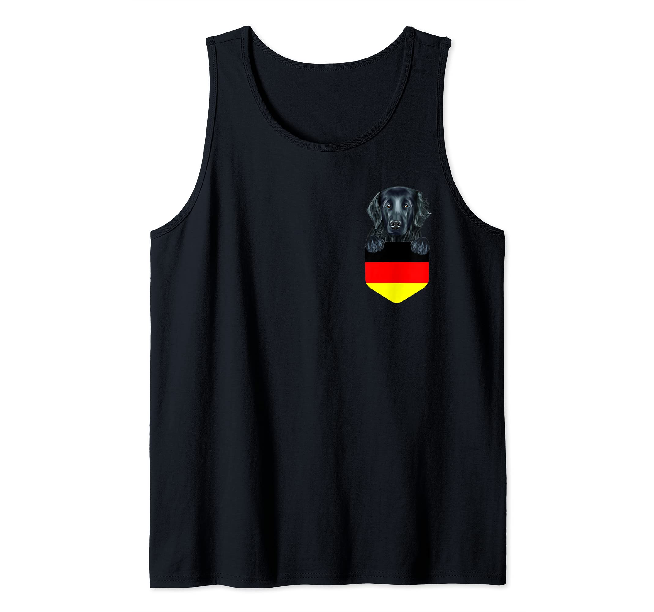 Germany Flag Flat-Coated Retriever Dog In Pocket Tank Top