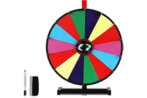 iElyiEsy 18 Inch Spinning Wheel for Prize 14 Slots Tabletop Prize Wheel Spinner with Stand, Dry Erase Marker and Eraser for Trade Show Carnival Party Pub Fortune Game
