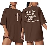 Christian Shirts for Women Oversized Jesus Shirt Religious Faith Tshirts Inspirational Graphic Tees Short Sleeve Top